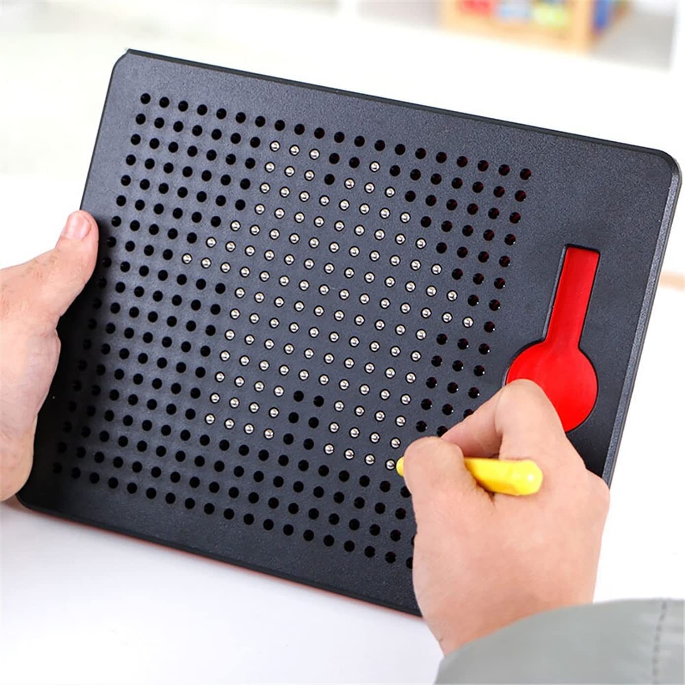 Magnetic Drawing Pad with Stylus Pen & 10 Pattern Card Magnet for Kids - Metal Bals Erasable Doodle Writing Board