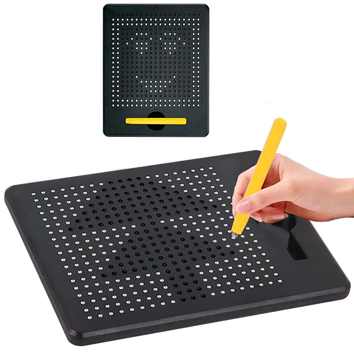 Magnetic Drawing Pad with Stylus Pen & 10 Pattern Card Magnet for Kids - Metal Bals Erasable Doodle Writing Board