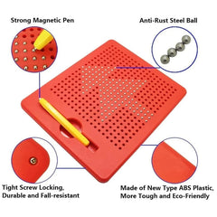 Magnetic Drawing Pad with Stylus Pen & 10 Pattern Card Magnet for Kids - Metal Bals Erasable Doodle Writing Board