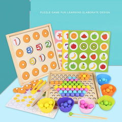 2-in-1 Wooden Bead Memory Matching Game for Kids