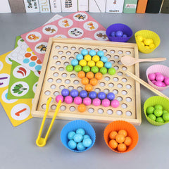 2-in-1 Wooden Bead Memory Matching Game for Kids