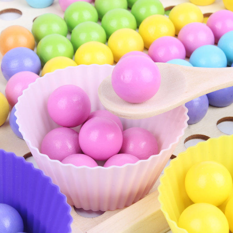 2-in-1 Wooden Bead Memory Matching Game for Kids