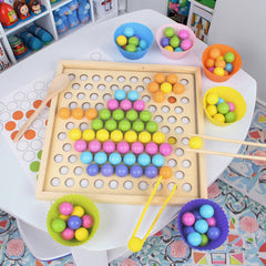 2-in-1 Wooden Bead Memory Matching Game for Kids