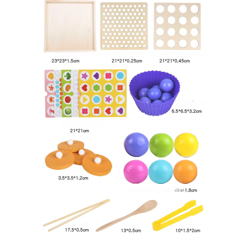 2-in-1 Wooden Bead Memory Matching Game for Kids