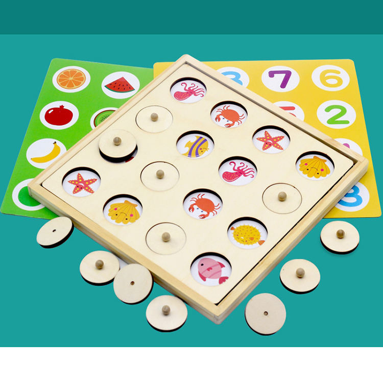2-in-1 Wooden Bead Memory Matching Game for Kids
