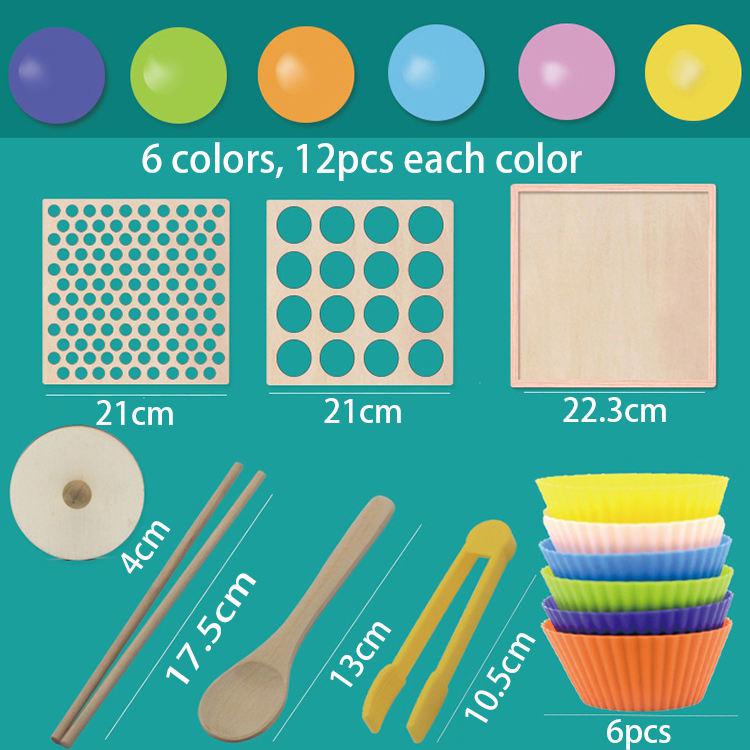 2-in-1 Wooden Bead Memory Matching Game for Kids