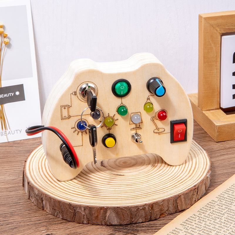 Montessori Busy Board with LED Light, Sensory Activity Toy for Toddlers