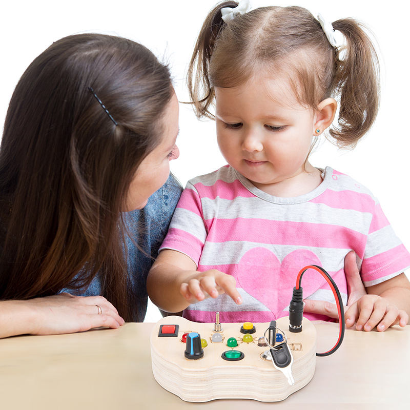 Montessori Busy Board with LED Light, Sensory Activity Toy for Toddlers