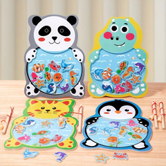 Wooden Board Fishing Game Set - Fun and Educational Toy for Kids- Pack of 1