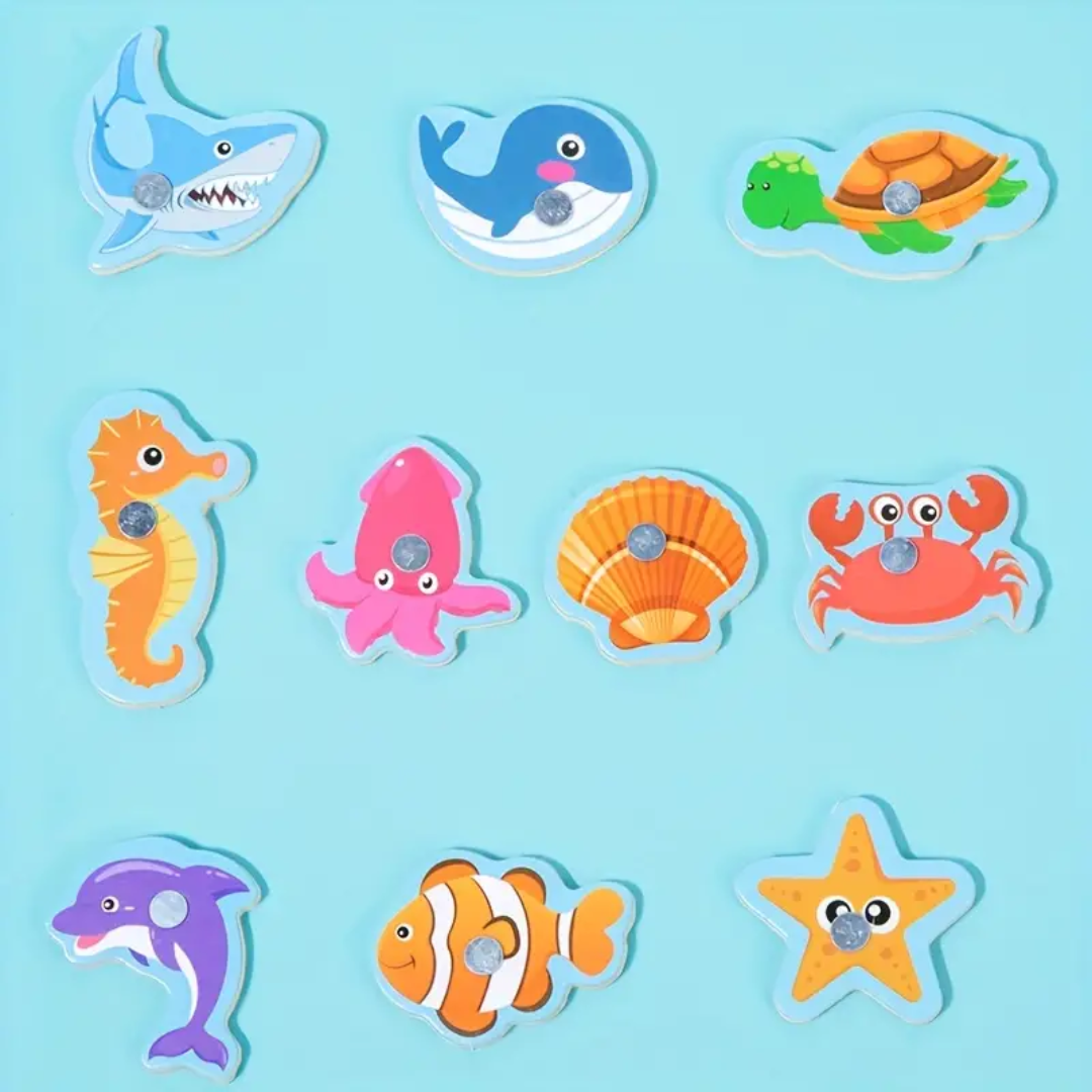 Wooden Board Fishing Game Set - Fun and Educational Toy for Kids- Pack of 1