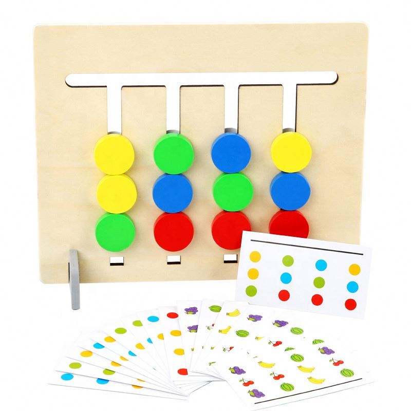 Wooden Four Color Matching Game, Learning and Educational Toys for Kids Age 2-6