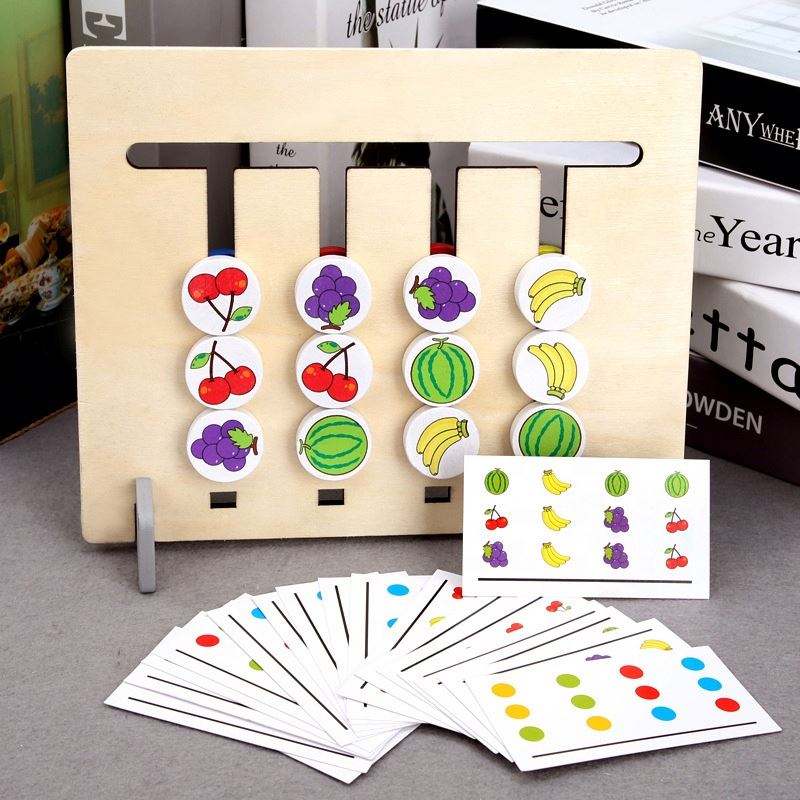 Wooden Four Color Matching Game, Learning and Educational Toys for Kids Age 2-6