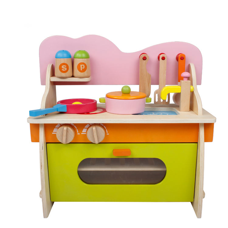 Play Kitchen Set Gifts Wooden Ornament Realistic Sturdy Kitchen Set for Kids Toys & Hobbies Educational Other Educational Toys