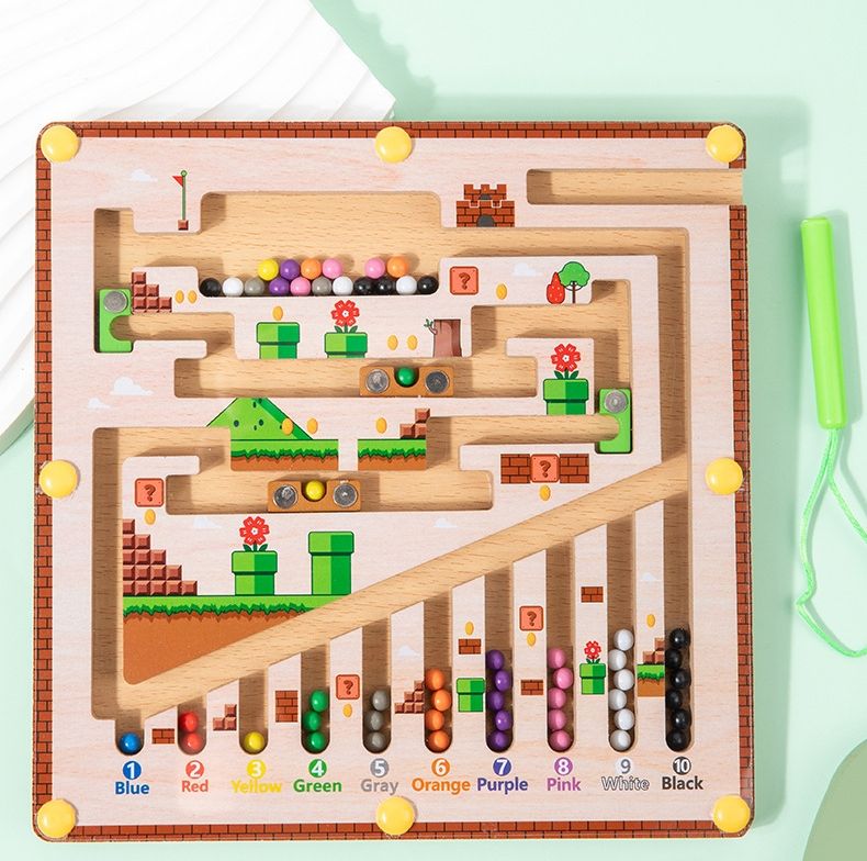 Wooden Magnetic Maze Puzzle Board for Kids