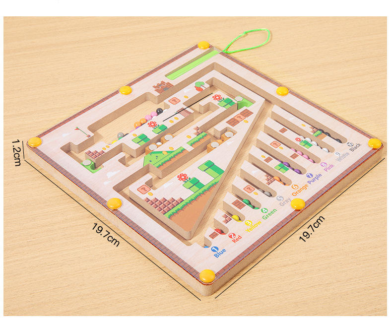 Wooden Magnetic Maze Puzzle Board for Kids