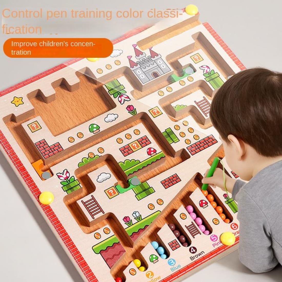 Wooden Magnetic Maze Puzzle Board for Kids