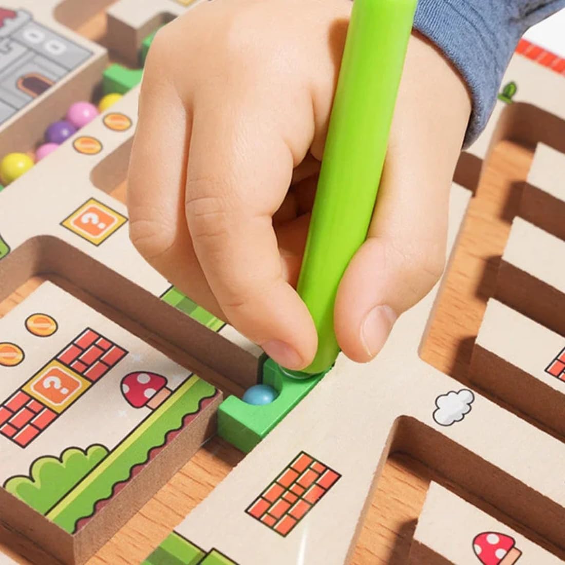 Wooden Magnetic Maze Puzzle Board for Kids