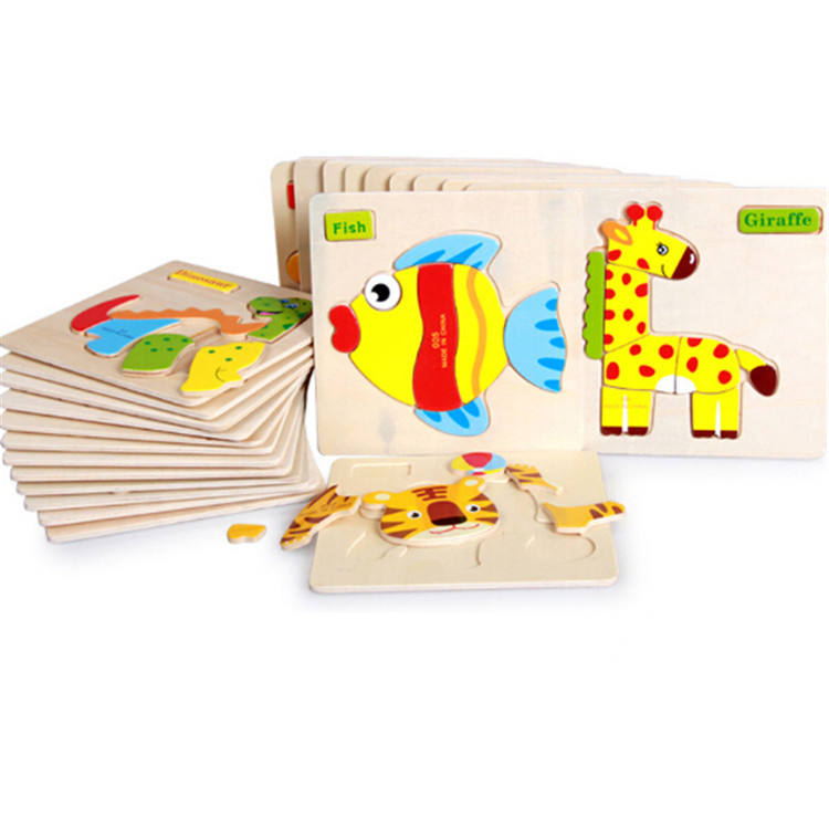 Wood Puzzles for Small Kids Children Kids. Pack of 4 Different Patterns Puzzle in a Frame Board