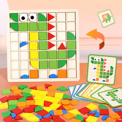 120 Piece Mosaic Wooden Pattern Blocks Puzzle