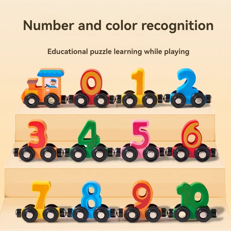 Wooden Number Train Toys for Kids, Number Learning Educational Toys