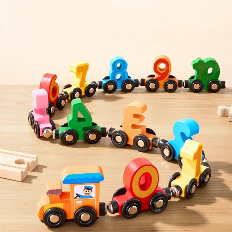 Wooden Number Train Toys for Kids, Number Learning Educational Toys